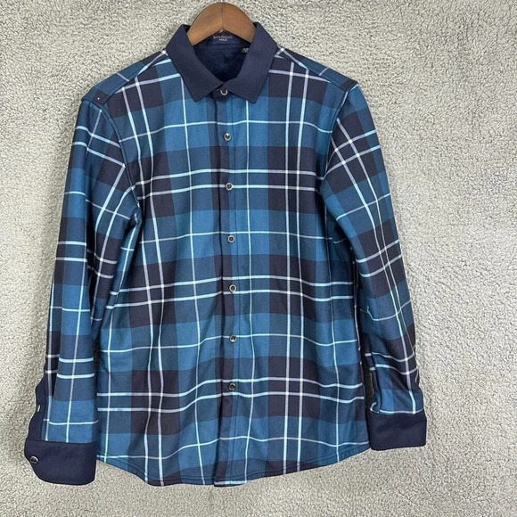 Mens shirt small 41 blue‎ plaid bosideng button up shacket chore coat outdoors - Picture 1 of 6
